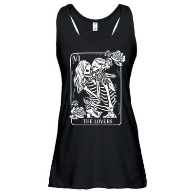 The Lovers Tarot Card Occult Goth Kissing Lesbian Skeleton Ladies Essential Flowy Tank