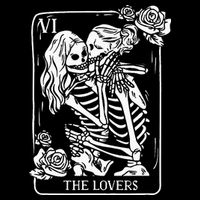 The Lovers Tarot Card Occult Goth Kissing Lesbian Skeleton Flatbill Hat