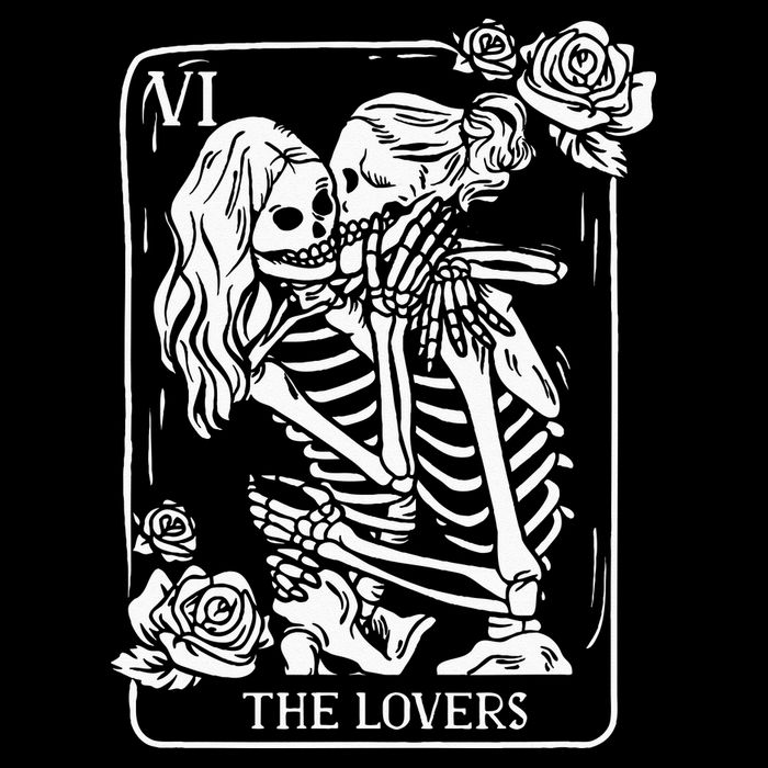 The Lovers Tarot Card Occult Goth Kissing Lesbian Skeleton Flatbill Hat