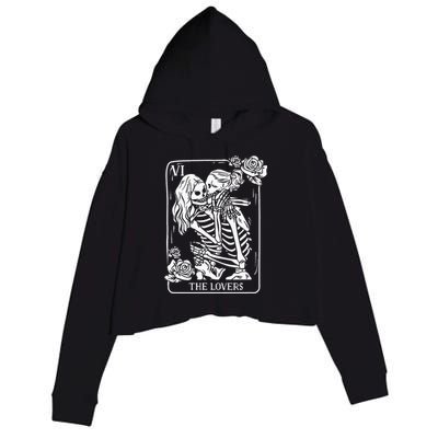 The Lovers Tarot Card Occult Goth Kissing Lesbian Skeleton Crop Fleece Hoodie