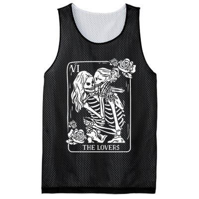 The Lovers Tarot Card Occult Goth Kissing Lesbian Skeleton Mesh Reversible Basketball Jersey Tank