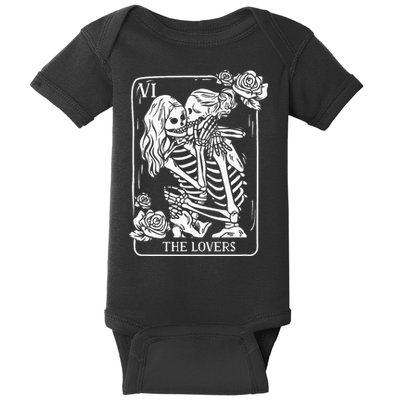 The Lovers Tarot Card Occult Goth Kissing Lesbian Skeleton Baby Bodysuit