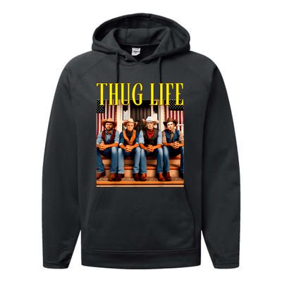 Thug Life Trump Vance Kennedy Elon Trump Squad Thug Life Performance Fleece Hoodie