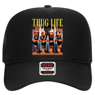 Thug Life Trump Vance Kennedy Elon Trump Squad Thug Life High Crown Mesh Back Trucker Hat