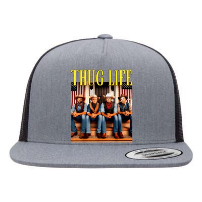 Thug Life Trump Vance Kennedy Elon Trump Squad Thug Life Flat Bill Trucker Hat