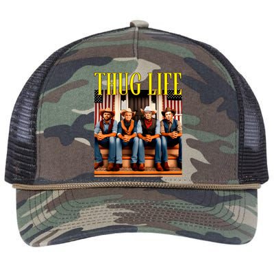 Thug Life Trump Vance Kennedy Elon Trump Squad Thug Life Retro Rope Trucker Hat Cap