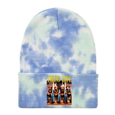 Thug Life Trump Vance Kennedy Elon Trump Squad Thug Life Tie Dye 12in Knit Beanie