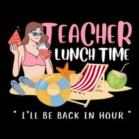 Teacher Lunch Time Funny Teacher Vacation Summer Beach Great Gift Doggie Tank