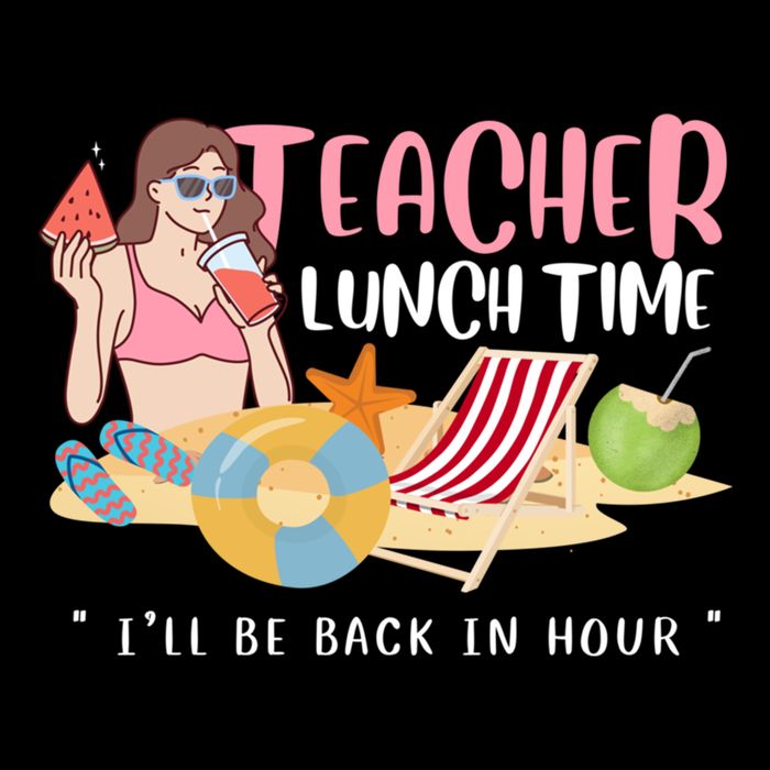 Teacher Lunch Time Funny Teacher Vacation Summer Beach Great Gift Doggie Tank