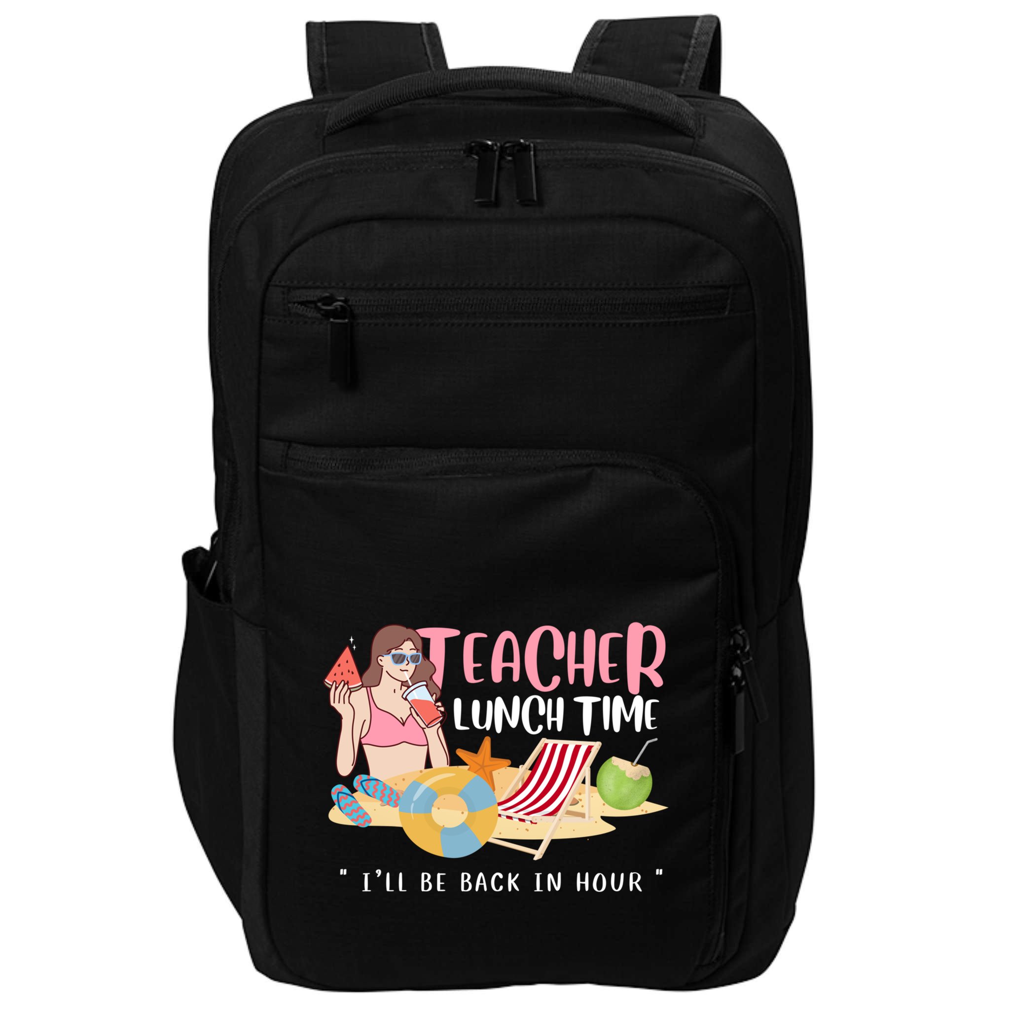 Teacher Lunch Time Funny Teacher Vacation Summer Beach Great Gift Impact Tech Backpack
