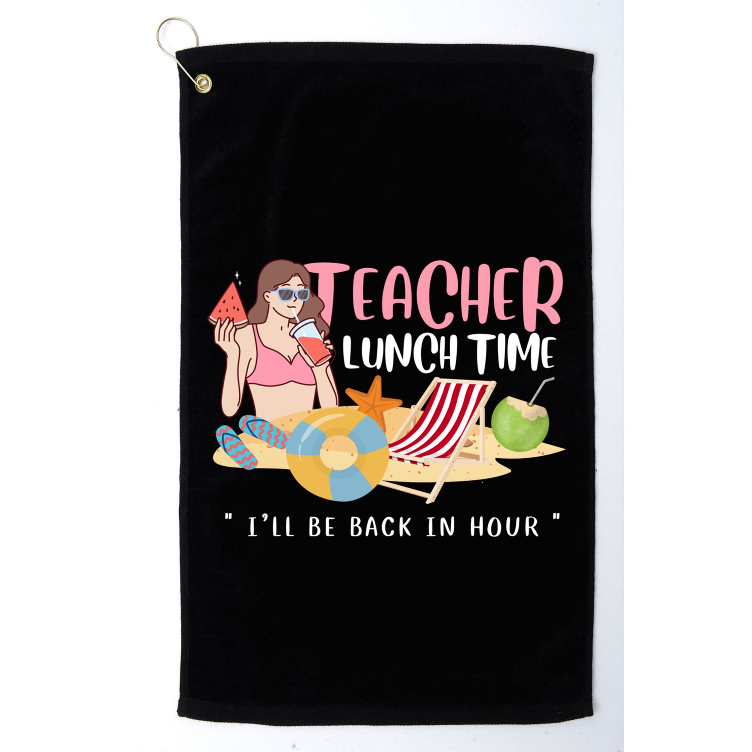 Teacher Lunch Time Funny Teacher Vacation Summer Beach Great Gift Golf Towel