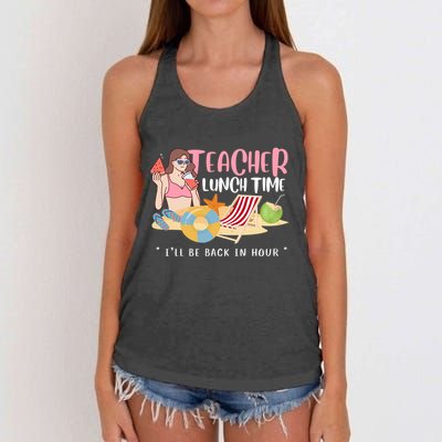 Teacher Lunch Time Funny Teacher Vacation Summer Beach Great Gift Women's Knotted Racerback Tank