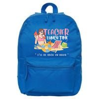 Teacher Lunch Time Funny Teacher Vacation Summer Beach Great Gift 16 in Basic Backpack