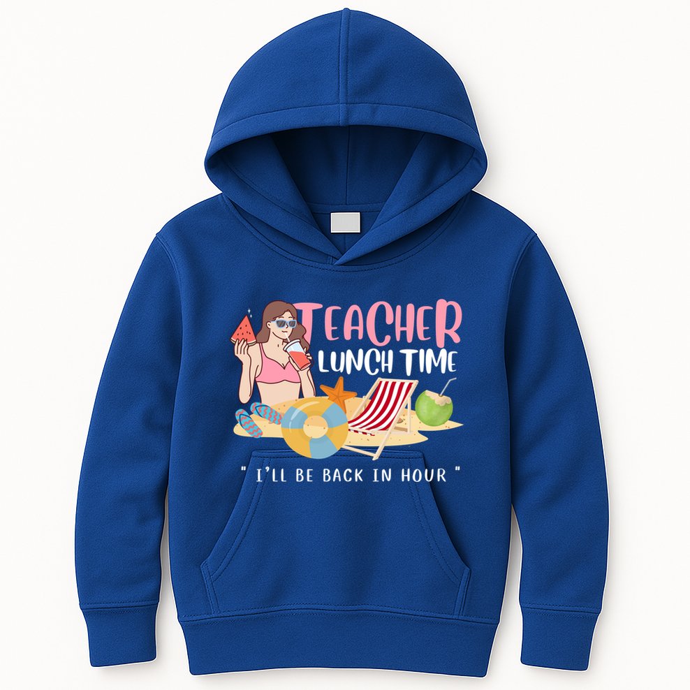 Teacher Lunch Time Funny Teacher Vacation Summer Beach Great Gift Kids Hoodie