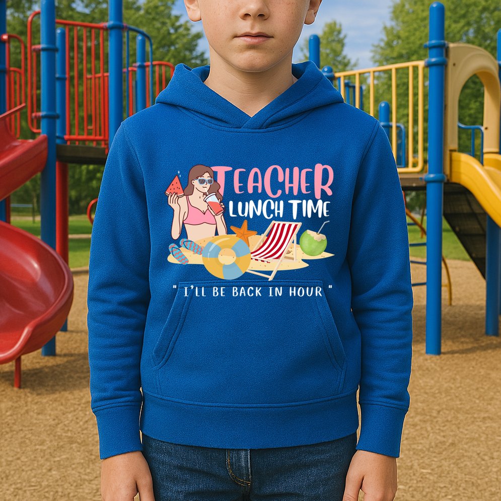 Teacher Lunch Time Funny Teacher Vacation Summer Beach Great Gift Kids Hoodie