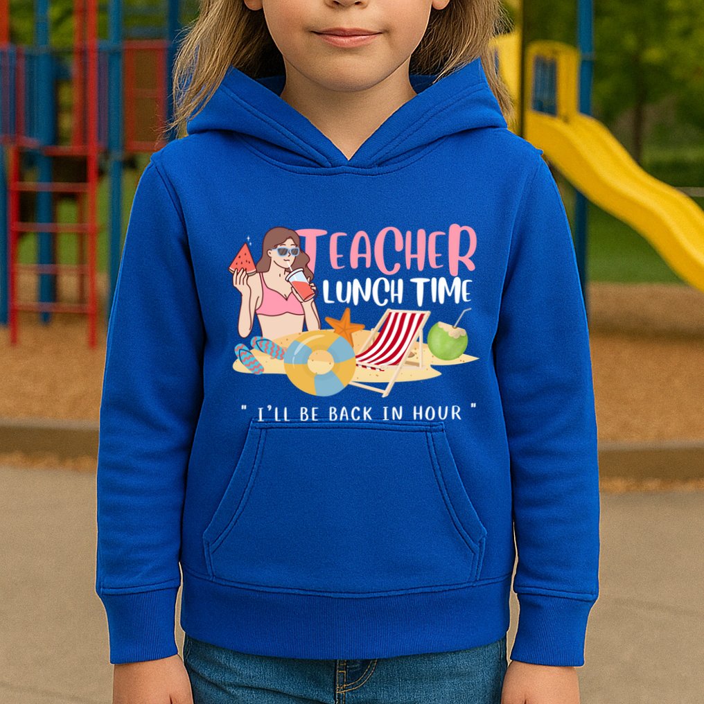 Teacher Lunch Time Funny Teacher Vacation Summer Beach Great Gift Kids Hoodie