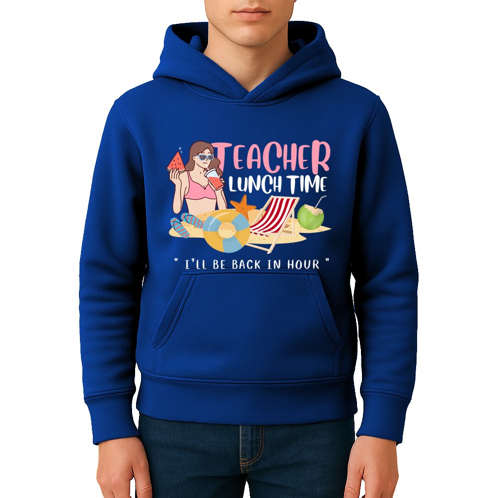 Teacher Lunch Time Funny Teacher Vacation Summer Beach Great Gift Kids Hoodie