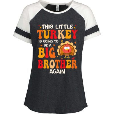 This Lil Turkey Going To Be A Big Brother Again Thanksgiving Enza Ladies Jersey Colorblock Tee