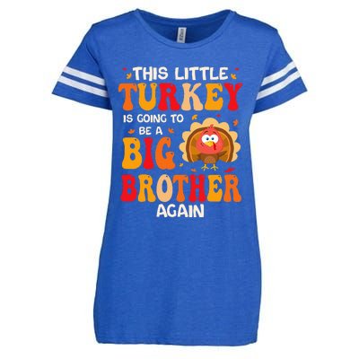 This Lil Turkey Going To Be A Big Brother Again Thanksgiving Enza Ladies Jersey Football T-Shirt