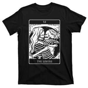 The Lovers Tarot Card Occult Goth Lesbian Skeleton Halloween T-Shirt