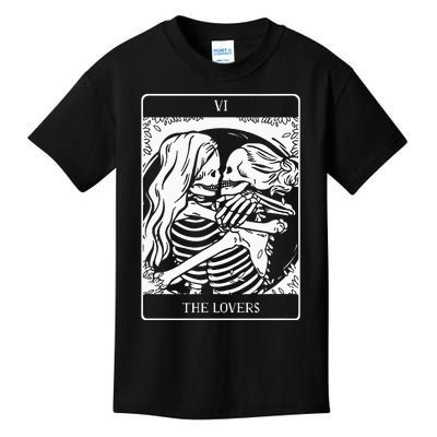 The Lovers Tarot Card Occult Goth Lesbian Skeleton Halloween Kids T-Shirt