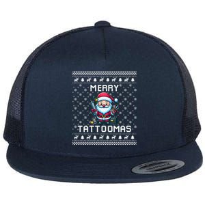 Tattoo Lover Ugly Christmas Theme For Tattoo Artists Gift Flat Bill Trucker Hat