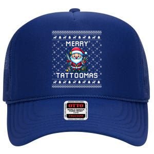 Tattoo Lover Ugly Christmas Theme For Tattoo Artists Gift High Crown Mesh Back Trucker Hat