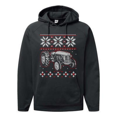 Tractor Lover Ugly Christmas Sweater Farmer Farming Xmas Performance Fleece Hoodie