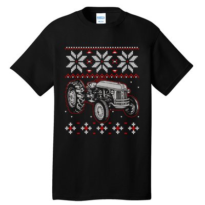 Tractor Lover Ugly Christmas Sweater Farmer Farming Xmas Tall T-Shirt