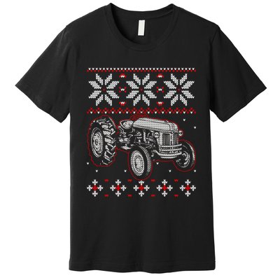 Tractor Lover Ugly Christmas Sweater Farmer Farming Xmas Premium T-Shirt