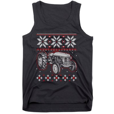 Tractor Lover Ugly Christmas Sweater Farmer Farming Xmas Tank Top