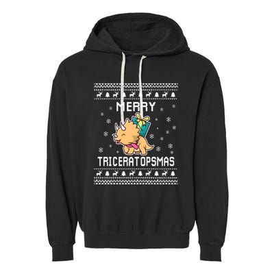 Triceratops Lover Ugly Christmas Sweater For Holidays Sweatshirt Garment-Dyed Fleece Hoodie