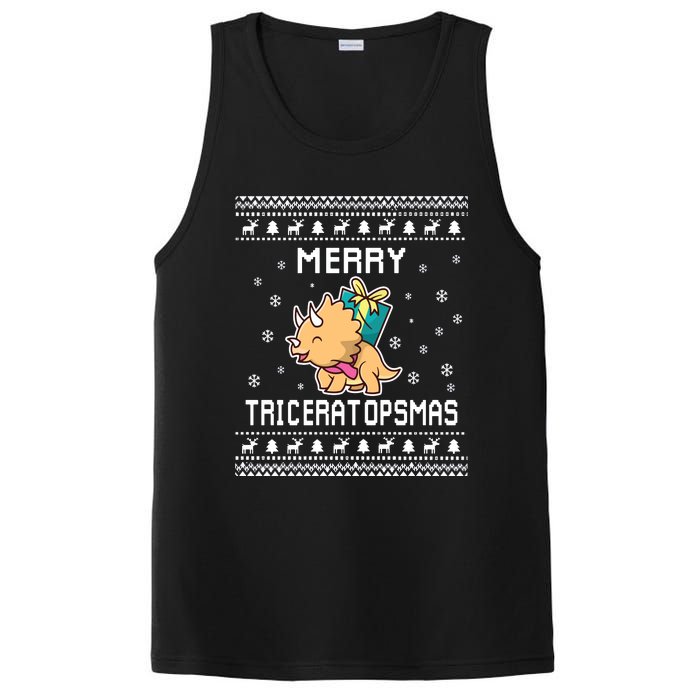 Triceratops Lover Ugly Christmas Sweater For Holidays Sweatshirt PosiCharge Competitor Tank