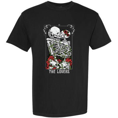 The Lovers Vintage Tarot Card Occult Skeletons Supernatural Garment-Dyed Heavyweight T-Shirt