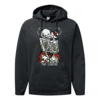 The Lovers Vintage Tarot Card Occult Skeletons Supernatural Performance Fleece Hoodie