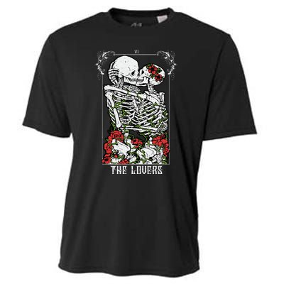 The Lovers Vintage Tarot Card Occult Skeletons Supernatural Cooling Performance Crew T-Shirt