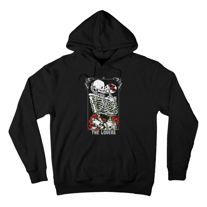 The Lovers Vintage Tarot Card Occult Skeletons Supernatural Hoodie