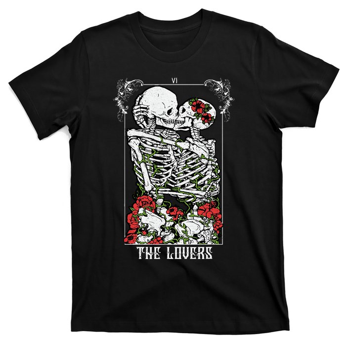 The Lovers Vintage Tarot Card Occult Skeletons Supernatural T-Shirt