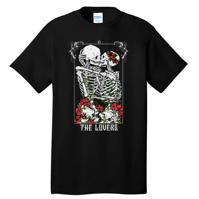 The Lovers Vintage Tarot Card Occult Skeletons Supernatural Tall T-Shirt