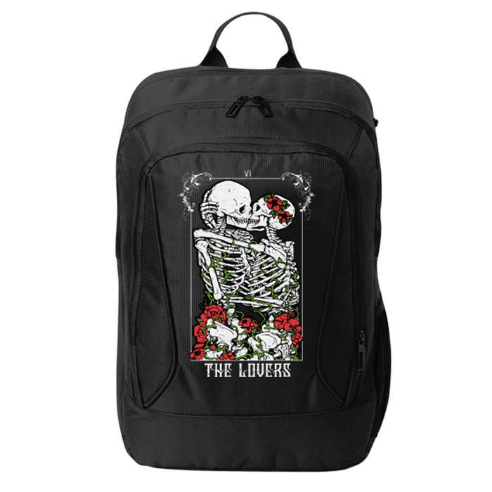 The Lovers Vintage Tarot Card Occult Skeletons Supernatural City Backpack