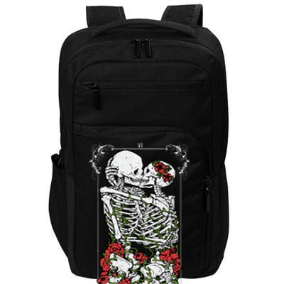 The Lovers Vintage Tarot Card Occult Skeletons Supernatural Impact Tech Backpack