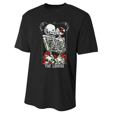 The Lovers Vintage Tarot Card Occult Skeletons Supernatural Performance Sprint T-Shirt