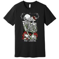 The Lovers Vintage Tarot Card Occult Skeletons Supernatural Premium T-Shirt