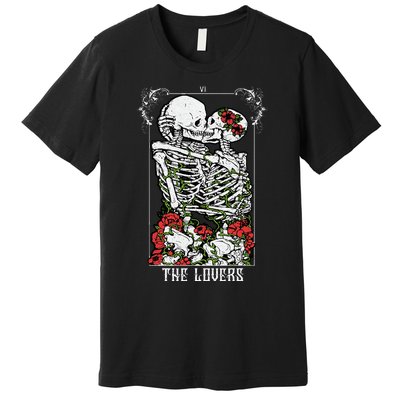 The Lovers Vintage Tarot Card Occult Skeletons Supernatural Premium T-Shirt