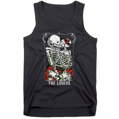 The Lovers Vintage Tarot Card Occult Skeletons Supernatural Tank Top