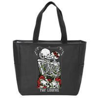 The Lovers Vintage Tarot Card Occult Skeletons Supernatural Zip Tote Bag