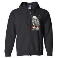 The Lovers Vintage Tarot Card Occult Skeletons Supernatural Full Zip Hoodie