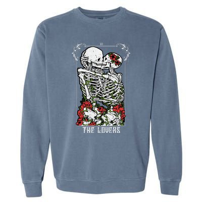 The Lovers Vintage Tarot Card Occult Skeletons Supernatural Garment-Dyed Sweatshirt