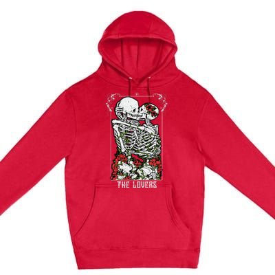 The Lovers Vintage Tarot Card Occult Skeletons Supernatural Premium Pullover Hoodie