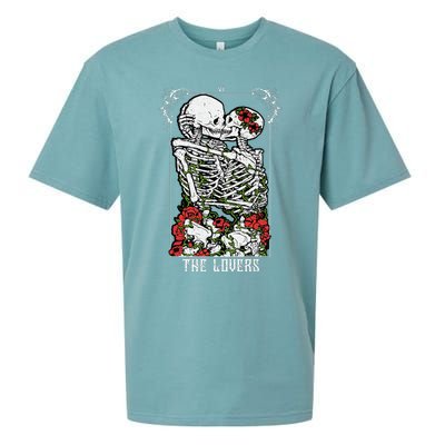 The Lovers Vintage Tarot Card Occult Skeletons Supernatural Sueded Cloud Jersey T-Shirt